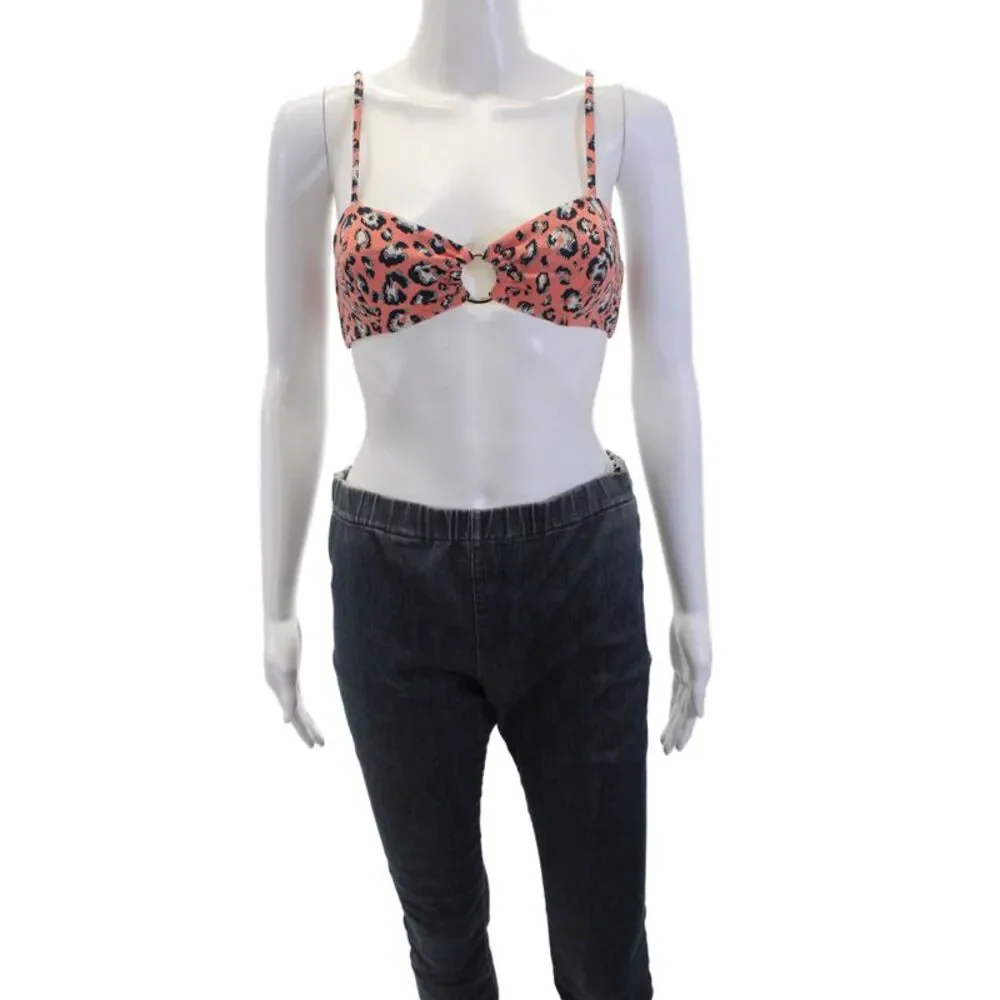 Suboo Womens Swimwear Stretch Animal Print Bandeau Bikini Top Pink Size XS